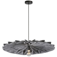 Luminaire suspendu Plegado de Dainolite avec abat-jour en feutre gris, fini noir mat et 1 ampoule