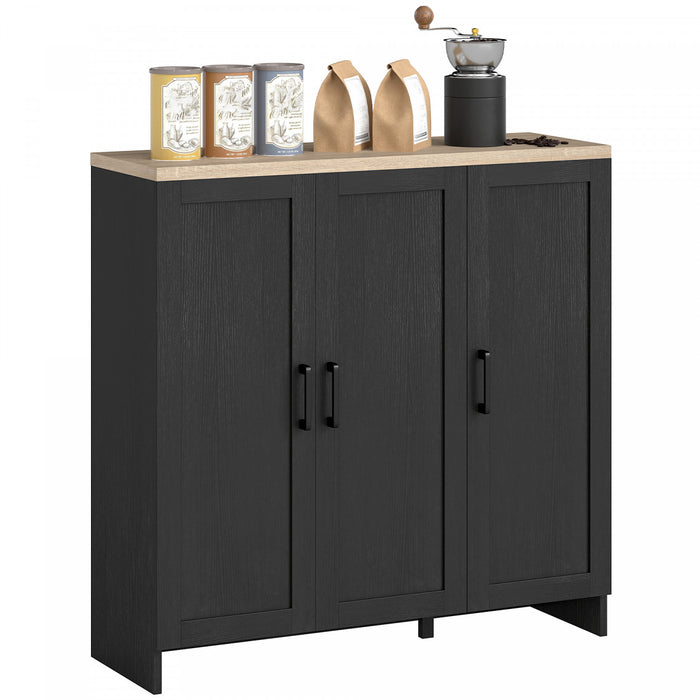 HOMCOM Armoire buffet moderne avec etageres reglables, noir