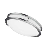 Plafonnier affleuré Cfled de Dainolite de 16 po de diamètre, avec abat-jour blanc et fini chromé satiné