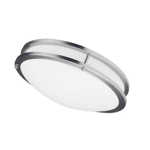 Plafonnier affleuré Cfled de Dainolite de 16 po de diamètre, avec abat-jour blanc et fini chromé satiné