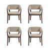 Fauteuil Blake moderne en faux mohair avec accoudoirs en bois, naturel - Lot de 4