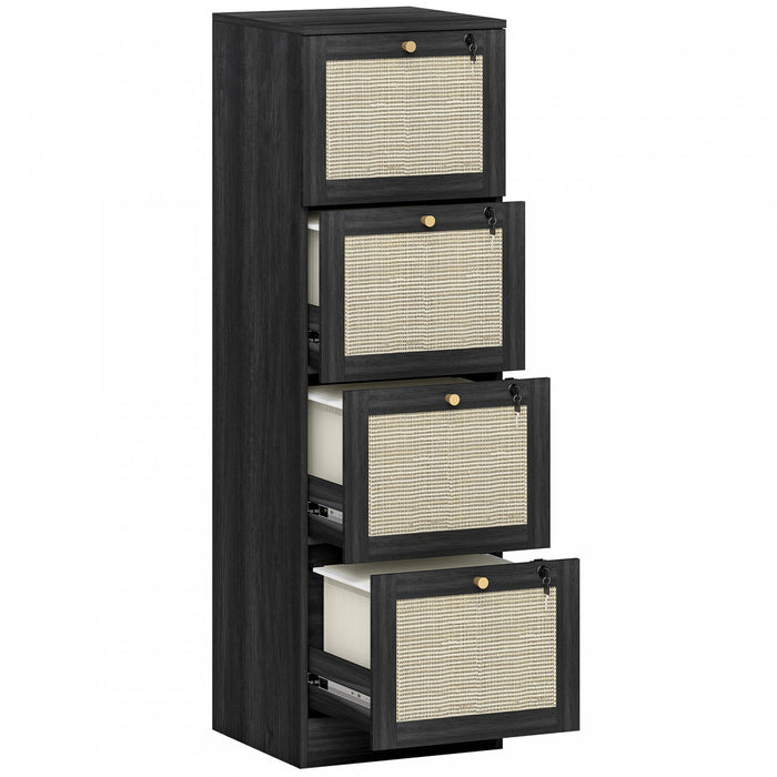 HOMCOM Classeur verrouillable a 4 tiroirs pour format A4, noir