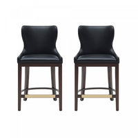 Tabouret de comptoir Blair moderne en bois et tissu, noir - Lot de 2