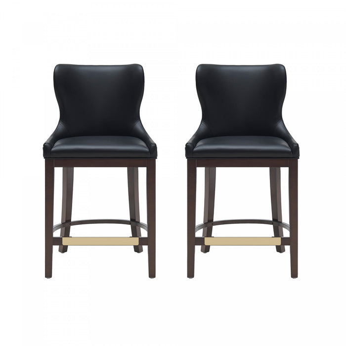 Tabouret de comptoir Blair moderne en bois et tissu, noir - Lot de 2