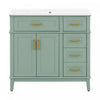 Clara Vanity moderne 36 pouces vasque ceramique + multi-tiroirs, Vert clair