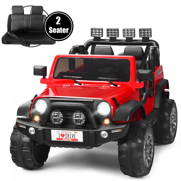 Voiture Pour Enfants 2 Places 12v, Pick-up Telecommande Avec Compartiment De Rangement, Coloris Rouge