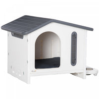 Pawhut Niche En Plastique Avec Aerations, Petite Niche Avec Ouverture De Porte, Sol Sureleve, Suppor