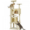 Arbre a Chat 160 cm avec Poteaux a Griffer, Niches, Blanc Creme