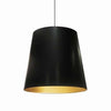 Grand luminaire suspendu de Dainolite avec très grand abat-jour cylindrique noir et doré, et 1 ampoule