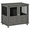 Pawhut Cage Pour Chien Avec Porte Magnetique Verrouillable, Pieds Reglables, Table D'appoint Pour Niche D'interieur Pour Chiens De Petite Et Moyenne Taille, Gris