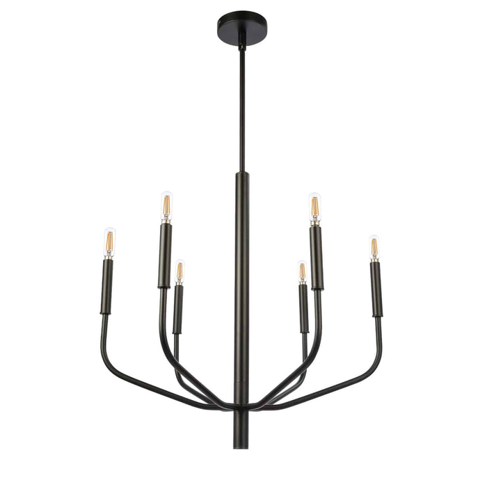Lustre Eleanor de Dainolite avec fini noir mat et 6 ampoules