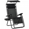 Outsunny Chaise Longue Pliable Avec Auvent, Plateau Lateral, Porte-gobelet