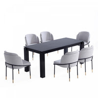  Ensemble de salle a manger Flor and Rockaway Modern Industry Chic 7 pieces en gris et noir