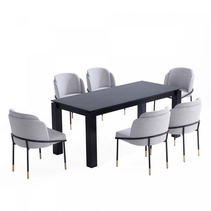 Ensemble de salle a manger Flor and Rockaway Modern Industry Chic 7 pieces en gris et noir