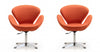 Fauteuil lounge pivotant moderne Raspberry en tissu orange - Lot de 2
