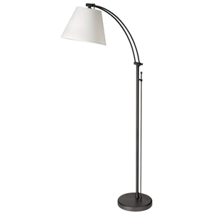 Lampe à pied Felix réglable de Dainolite avec abat-jour blanc, fini noir mat et 1 ampoule