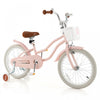 Costway 18\" Enfants Velo Tout-petit Velo Avec Roue D'entrainement Pour 4-8 Ans Vieux Rose