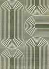 Carpette moderne Forte verte et blanche à motif d’arches géométriques - 7 pi 9 po x 10 pi 6 po