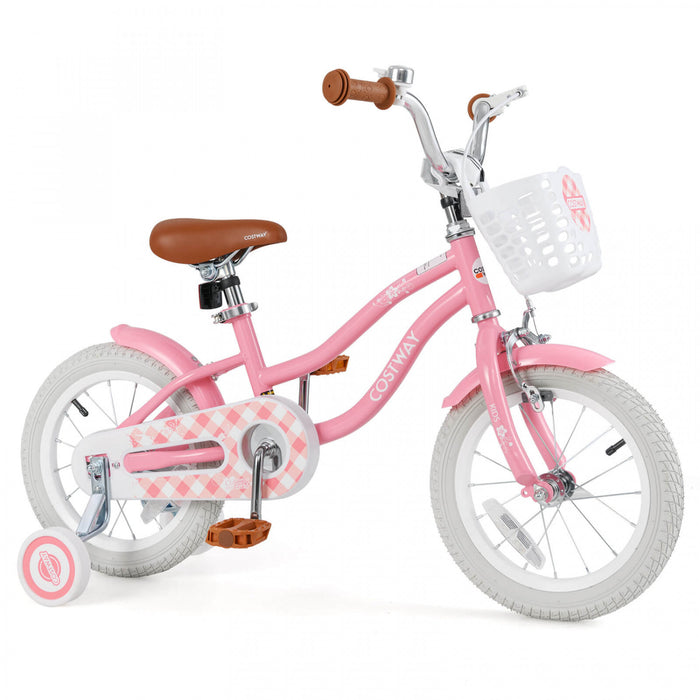 Velo Costway 14\" Pour Enfants Avec Roues D'entrainement Amovibles Et Panier Pour 3-5 Ans