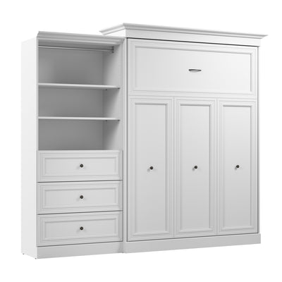 Bestar Versatile Queen Murphy Bed and Closet Organizer with Drawers (103 W) - White|Grand lit escamotable Versatile de Bestar de 103 po (L) avec organisateur de garde-robe et tiroirs - blanc