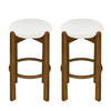 Olivia – Lot de 2 tabourets de bar d’interieur en bois d’hevea avec assise ronde, structure durable et revetement en tissu