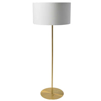 Lampe à pied Maine de Dainolite avec abat-jour cylindrique blanc, fini laiton vieilli et 1 ampoule