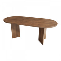 Ovalux Table a Manger Ovale Moderne 79 po avec Base a Double Piedestal et Finition Bois, Noyer