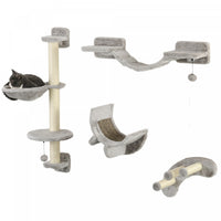 Pawhut Etageres Pour Chat Avec Griffoir, Plateforme De Saut Avec Echelle Souple, Etageres Murales Po