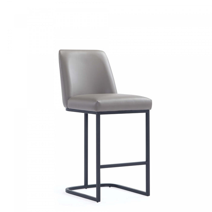 Tabouret de comptoir moderne en metal et tissu Serena, coloris taupe