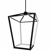 Luminaire suspendu Cage de Dainolite blanc qui diffuse la lumière, avec fini noir mat et ampoule à DEL de 64 W