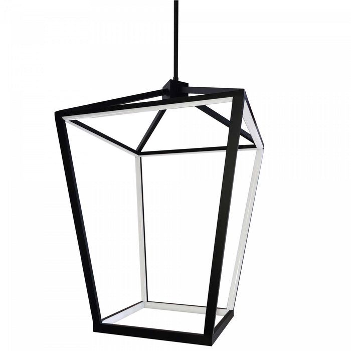 Luminaire suspendu Cage de Dainolite blanc qui diffuse la lumière, avec fini noir mat et ampoule à DEL de 64 W