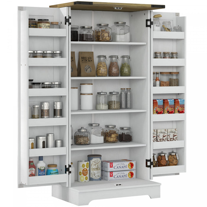 HOMCOM Armoire de rangement pour garde-manger de cuisine, Blanc creme