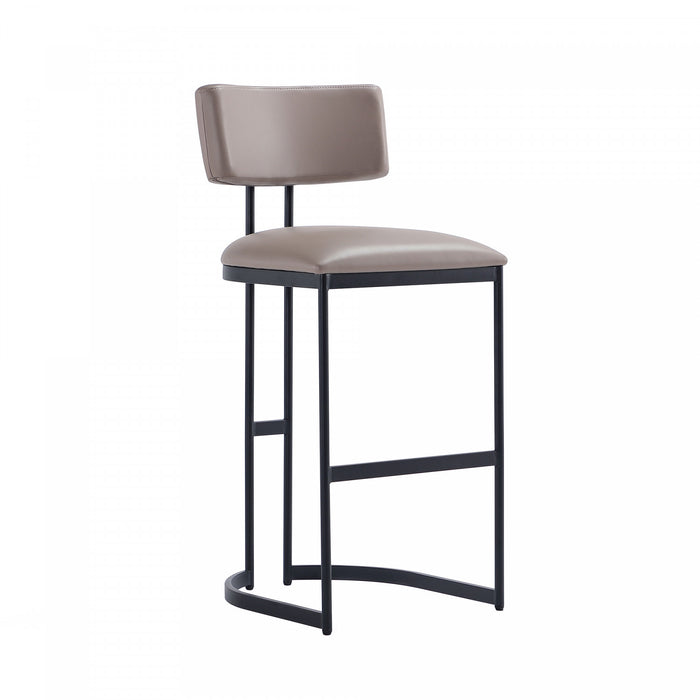 Tabouret de bar moderne contemporain en metal Juno, couleur taupe