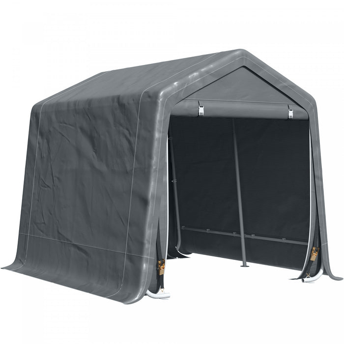 Outsunny Tente De Rangement De Jardin 7,9'x6,6', Abri De Velo Robuste, Gris