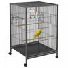Pawhut Cage A Oiseaux 29\" Avec Support Roulant Pour Perroquets Et Pinsons, Grande Cage A Oiseaux Avec Balancoire Coloree, Bols En Acier Inoxydable, Plateau Amovible – Gris