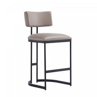  Tabouret de comptoir contemporain moderne Juno en cuir vegetalien et metal, coloris taupe