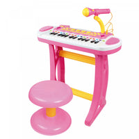 Qaba Clavier De Piano Enfants Avec Tabouret D'assise Inclus, Microphone De Travail, Lampe De Poche L