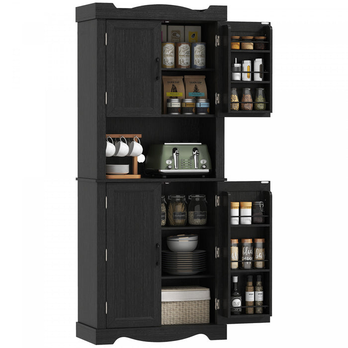 HOMCOM Armoire de cuisine 73\" avec etageres de porte, noir