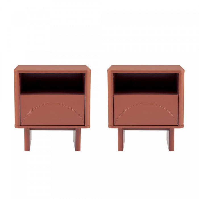 Table de nuit moderne Ella 20\" en terre cuite (1 tiroir) - Lot de 2