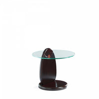 Table d’appoint moderne et glamour en bois noyer avec plateau en verre Artesia
