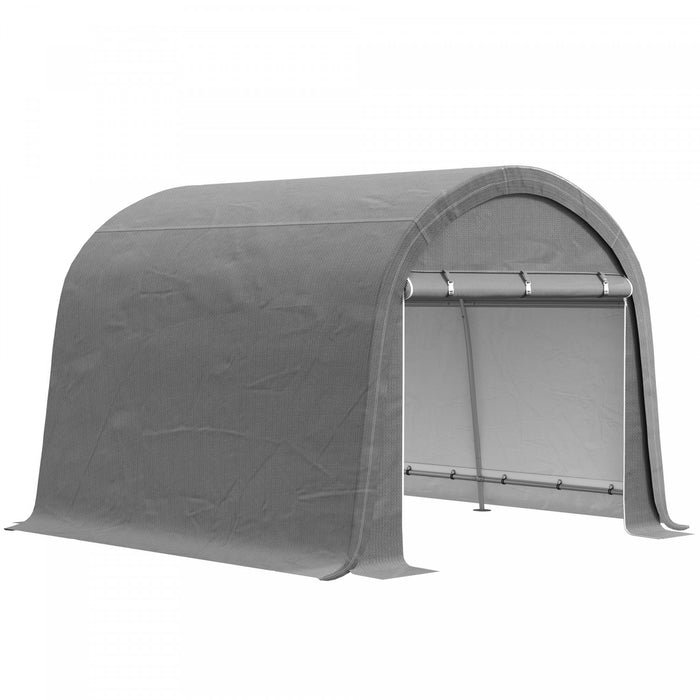 Outsunny Hangar De Stockage Exterieur 10'x10', Hangar Portable, Gris Clair