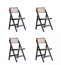 Chaise pliante en bois style industriel Pullman, noir et naturel - Lot de 4