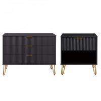  Ensemble moderne de commode 2 pieces Dumbo en noir