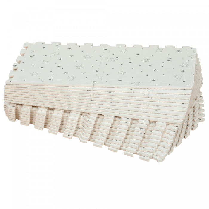Qaba Enfants Mousse Puzzle Carrelage Bebe Tapis De Jeu Pour Tout-petit 36 ​​pcs Anti-derapant Ramper Apprentissage Avec Bordure Fin Motif Etoile 35sqft Eva