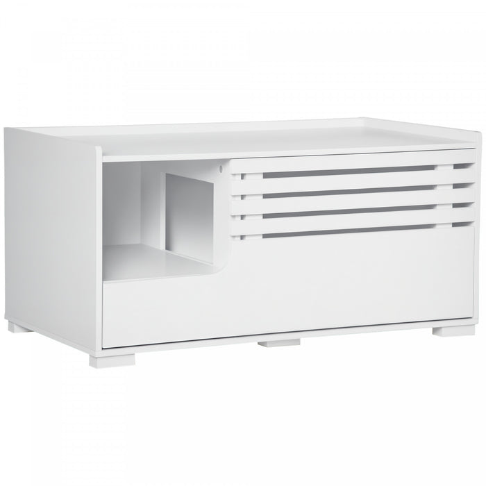 Meuble Cache-Litiere avec Espace de Rangement, Blanc