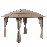Outsunny Tonnelle A Toit Rigide 10 X 10 Pi En Polycarbonate Uv60+, Kaki
