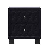 Sophia Table de Nuit Elegante en Velours avec Tiroirs et Design Capitonne, Noir