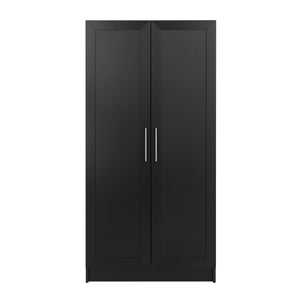 Armoire d’appoint de rangement Elite avec portes à panneaux et 3 tablettes - noire