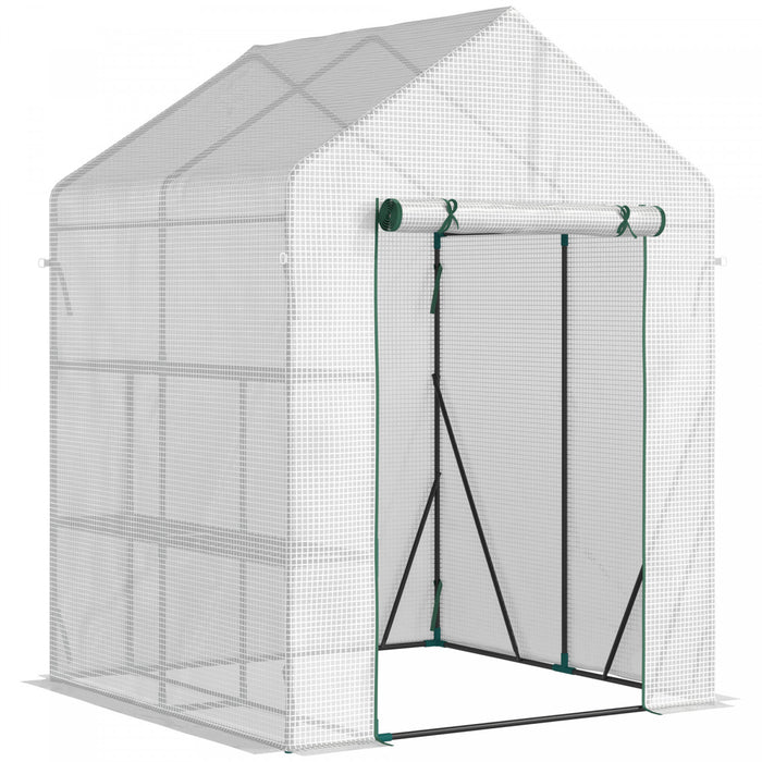 Outsunny Serre Pour L'exterieur, Serre Portable Avec Etagere A 2 Niveaux