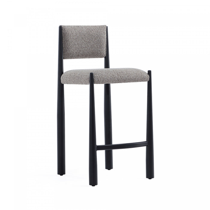 Tabouret de comptoir en metal boucle style mid-century modern Lennor, coloris champignon